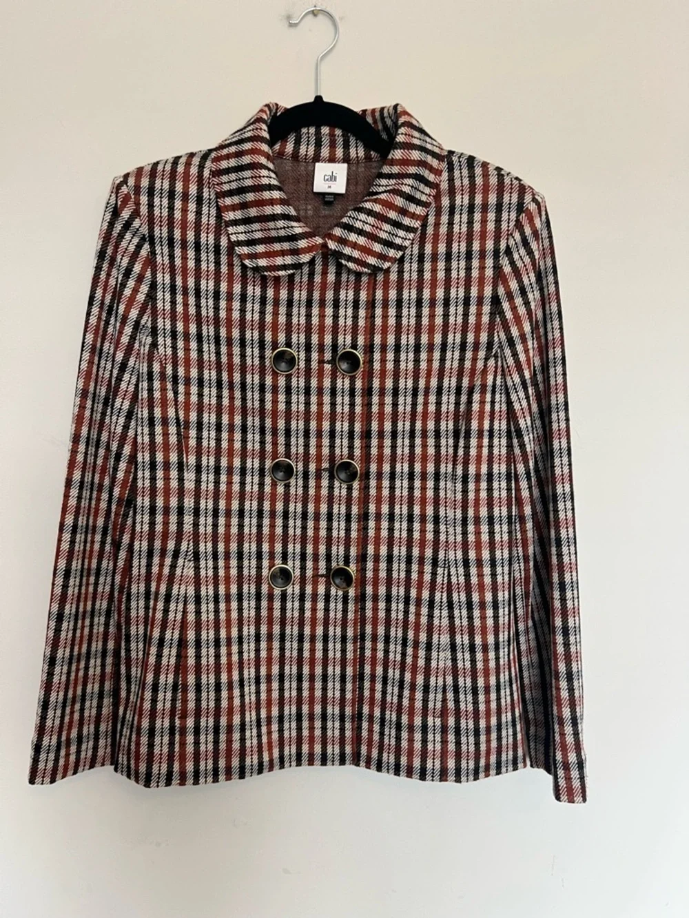 CAbi 4118 Jazzy Jacket Double-Breasted Plaid Peacoat Size M - Picture 3 of 12